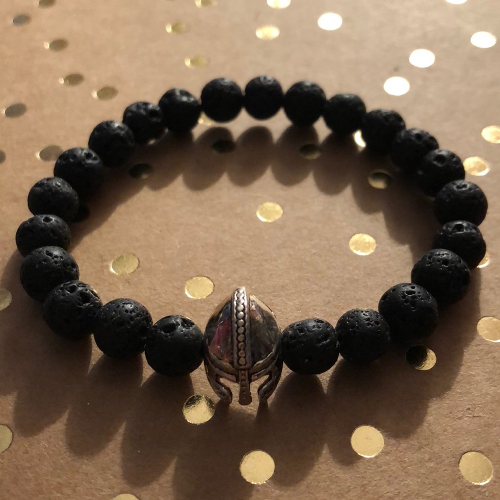 Lava Stone Spartan Helmet Stretch Bracelet